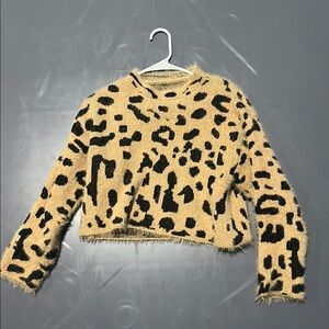 Leopard Print Fuzzy Sweater